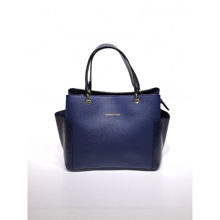 Jacques Esterel - Sac a main poche sur les cotés motif croco - marine